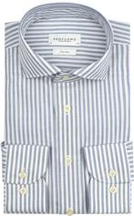 Profuomo Overhemd Peached Stripes Flanel Blauw maat 42 Heren, Kleding | Heren, Verzenden, Nieuw, Profuomo