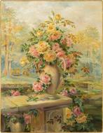 French school (XX) - Still life with vase of roses, Antiek en Kunst, Kunst | Schilderijen | Klassiek