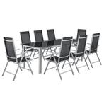 Aluminium tuinset - Milano - 9-delig - Zilver / Grijs, Tuin en Terras, Tuinsets en Loungesets, Verzenden, Nieuw