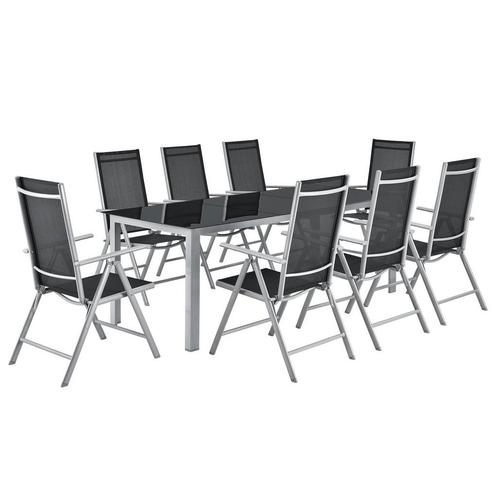 Aluminium tuinset - Milano - 9-delig - Zilver / Grijs, Tuin en Terras, Tuinsets en Loungesets, Nieuw, Verzenden