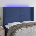 vidaXL Hoofdbord LED 147x16x118/128 cm stof blauw, Verzenden, Nieuw, Blauw, Stof
