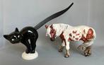 Goebel - Beeldje - Pretzelkat en pony (2) - porselein,, Antiek en Kunst