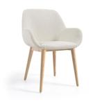 *WOONWINKEL* Kave Home Konna Wood Witte Eetstoel Met Houten, Huis en Inrichting, Stoelen, Verzenden, Nieuw, Wit