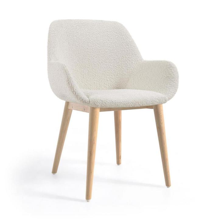 *WOONWINKEL* Kave Home Konna Wood Witte Eetstoel Met Houten, Huis en Inrichting, Stoelen, Wit, Nieuw, Verzenden