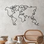 2dekans | Metalen wanddecoratie Wereldkaart zwart 120x70x1,5, Ophalen of Verzenden, Zo goed als nieuw