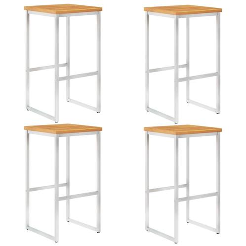 vidaXL Barstoelen 4 st massief acaciahout en roestvrij staal, Tuin en Terras, Tuinstoelen, Nieuw, Hout, Verzenden