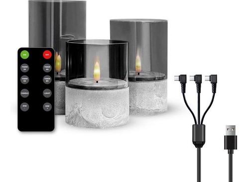 FlinQ Luxe Oplaadbare LED Kaarsen - Grijs - Stone look, Huis en Inrichting, Woonaccessoires | Kandelaars en Kaarsen, Nieuw, Verzenden