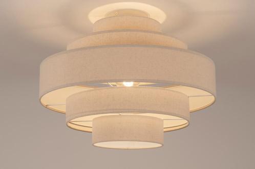 Rietveld Plafondlampen - Creme, Beige - Stof, Metaal, Huis en Inrichting, Lampen | Plafondlampen, Verzenden