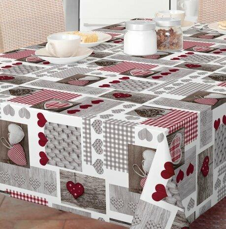 NIEUW: Brocant tafelzeil tafelkleed hartjes met 50% korting, Huis en Inrichting, Keuken | Textiel, Nieuw