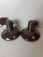 Wandlamp - Metaal - Set van twee vintage bruine wandlampen