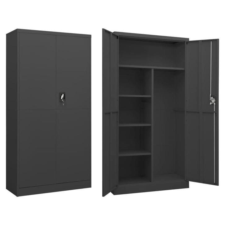 vidaXL Lockerkast 90x40x180 cm staal antracietkleurig, Huis en Inrichting, Kasten | Roldeurkasten en Archiefkasten, Nieuw, Verzenden
