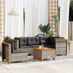 vidaXL 6-delige Loungeset met kussens poly rattan grijs, Tuin en Terras, Tuinsets en Loungesets, Verzenden, Nieuw, Rotan, Loungeset
