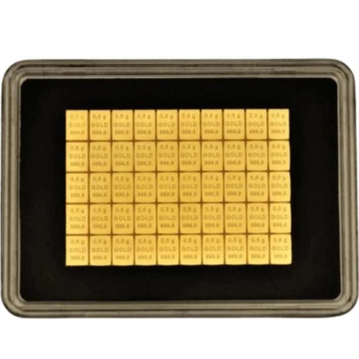 50 x 0,5 gram Valcambi Combi Goudbaar, Postzegels en Munten, Edelmetalen en Baren, Goud, Verzenden
