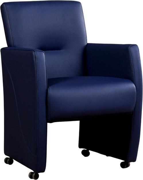 Blauwe leren moderne eetkamerfauteuil - Toledo Leer Kobalt (, Huis en Inrichting, Stoelen, Eén, Overige kleuren, Nieuw, Leer, Ophalen of Verzenden