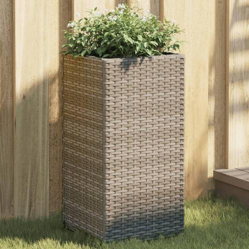 vidaXL Plantenbak 30x30x60 cm poly rattan grijs, Tuin en Terras, Bloembakken en Plantenbakken, Nieuw, Kunststof, Verzenden