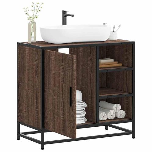 vidaXL Wastafelkast 65x33x60 cm bewerkt hout bruin, Huis en Inrichting, Badkamer | Badkamermeubels, Nieuw, Minder dan 100 cm, Verzenden