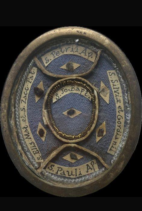 Reliekhouder - Brons, Glas, Textiel - 1850-1900 - Sint, Antiek en Kunst, Kunst | Niet-Westerse kunst