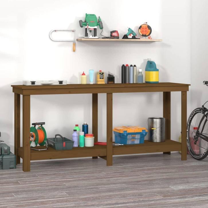 vidaXL Werkbank 180x50x80 cm massief grenenhout honingbruin, Doe-het-zelf en Verbouw, Werkbanken, Nieuw, Verzenden