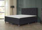 ACTIE! Boxspring Porto 160 200 Zwart, Verzenden, Zwart, 200 cm, Modern