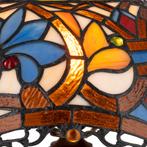 Tiffany tafellamp – Blauw & Amber Patroon – Ø 30 × H 46,5, Verzenden, Nieuw