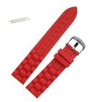 Fako® - Horlogebandje - Siliconen - 20mm - Rood, Verzenden, Nieuw