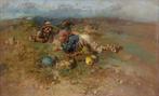 Tito Pellicciotti (1871 – 1950) - Contadini a riposo - NO, Antiek en Kunst
