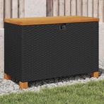 vidaXL Tuinbox 80x40x48 cm poly rattan en acaciahout zwart, Tuin en Terras, Verzenden, Nieuw