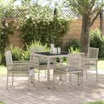 vidaXL Tuin Eetset 5 pcs Lichtgrijs Poly riet, Tuin en Terras, Verzenden, Nieuw, Rotan