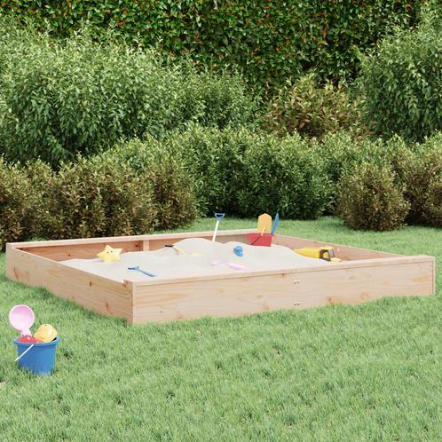 vidaXL Zandbak met bankjes vierkant massief grenenhout, Kinderen en Baby's, Speelgoed | Buiten | Zandbakken, Nieuw, Verzenden