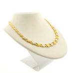 22 Krt. Bicolor gouden fantasie schakel collier | 44 cm, Sieraden, Tassen en Uiterlijk, Kettingen, Ophalen of Verzenden, Gebruikt
