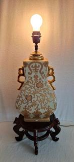 Vaas gemonteerde lamp - Hout, Porselein - Goud decor, 7,5, Antiek en Kunst