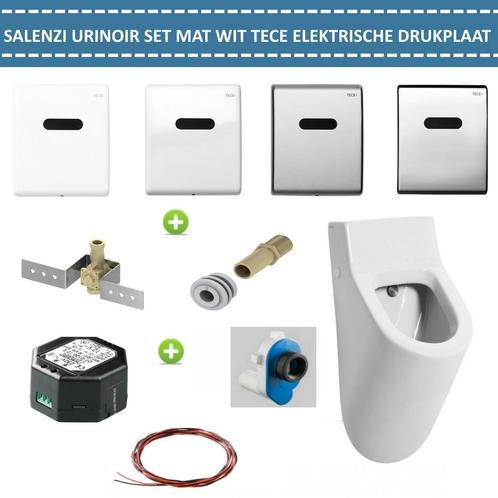 Urinoir Set Salenzi Hung Achterinlaat Mat Wit met TECE, Doe-het-zelf en Verbouw, Sanitair, Overige typen, Nieuw, Chroom, Ophalen of Verzenden