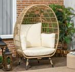 Nieuwe Ovale Rotan Tuinstoel met Kussens – 105x97x150 cm, Tuin en Terras, Tuinstoelen, Verzenden, Nieuw, Rotan