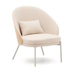 *WOONWINKEL* Kave Home Eamy Fauteuil Met Houten Rugleuning N, Verzenden, Nieuw, Stof