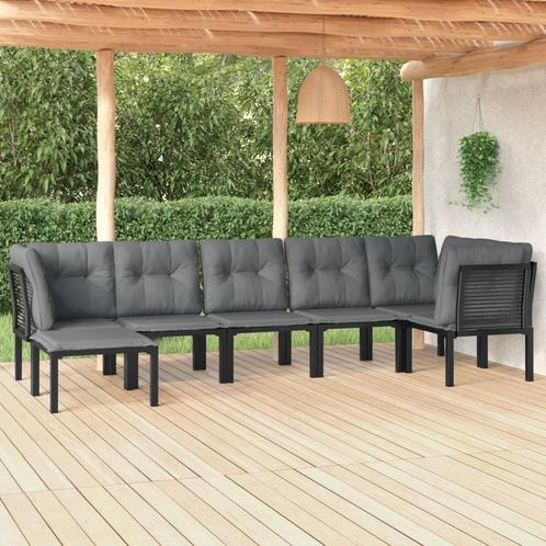 vidaXL 7-delige Loungeset poly rattan zwart en grijs, Tuin en Terras, Tuinsets en Loungesets, Loungeset, Nieuw, Rvs, Verzenden