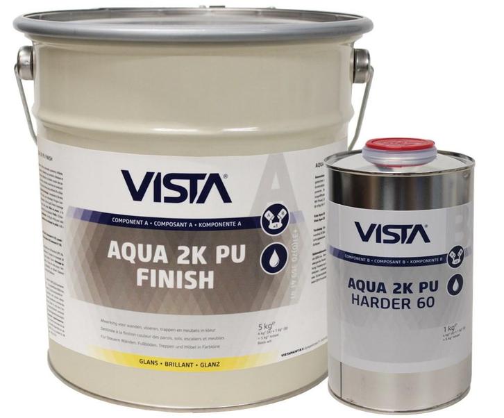 Vista Aqua 2K PU Finish kleur per 5 kg set inclusief verhard, Doe-het-zelf en Verbouw, Verf, Beits en Lak, Nieuw, Ophalen of Verzenden