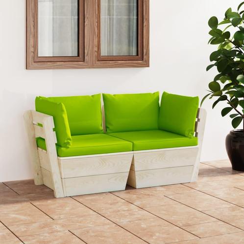 vidaXL Tuinbank 2-zits met kussens pallet vurenhout, Tuin en Terras, Tuinsets en Loungesets, Nieuw, Hout, Verzenden