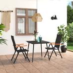 vidaXL 3-delige Tuinset zwart en bruin, 3 zitplaatsen, Nieuw, Tuinset, Verzenden