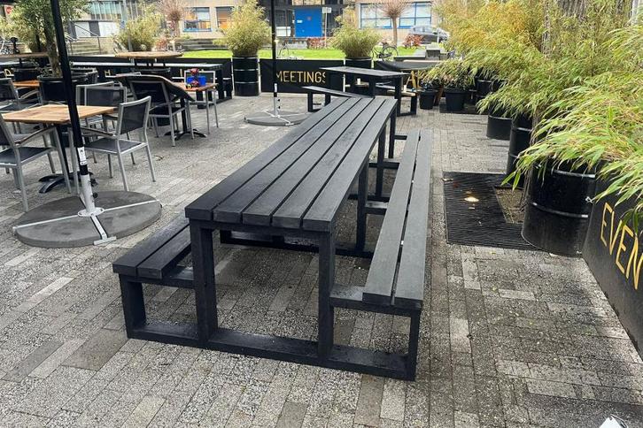 Rockwood® Picknicktafel Beuk - Zwaar Kunststof - Quartz, Tuin en Terras, Picknicktafels, Nieuw, Hout, Rechthoekig, Ophalen of Verzenden