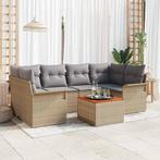 vidaXL Tuin Sofa Set 7 pcs Beige Poly riet, Tuin en Terras, Verzenden, Nieuw, Rotan