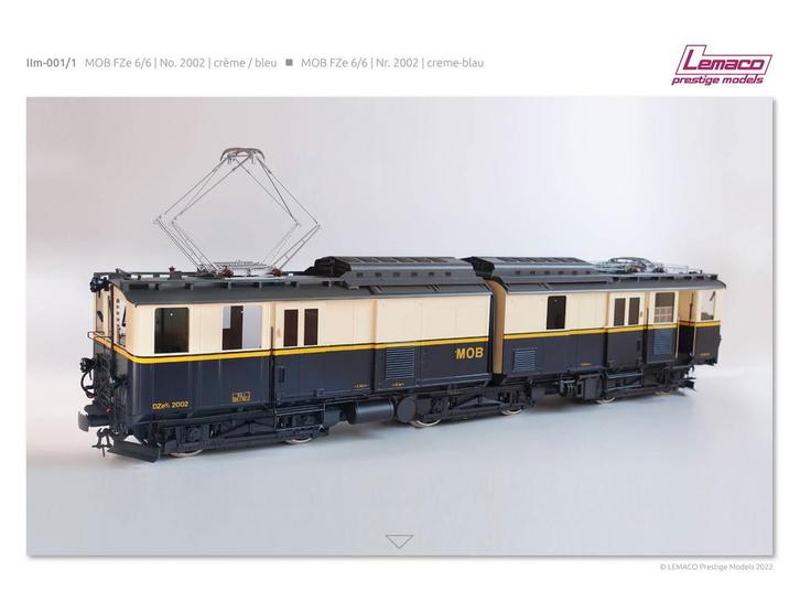 LEMACO Art nr: IIm-001/1   MOB FZe 6/6 Nr. 2002, creme-bl..., Hobby en Vrije tijd, Modeltreinen | Overige schalen, Overige typen
