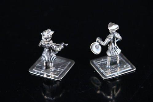 Miniatuur beeldje - Straatmuzikanten (2) - .835 zilver, Antiek en Kunst, Antiek | Goud en Zilver