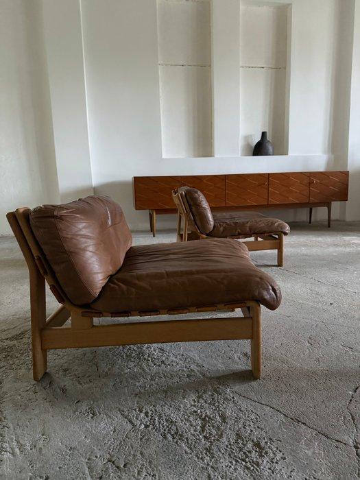 Fauteuil (2) - Ash, Leder - Scandinavië, Antiek en Kunst, Antiek | Meubels | Stoelen en Banken