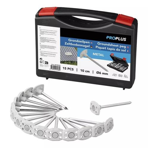 ProPlus Grondzeilpen Metaal - Ø6 mm - Set van 15 stuks me.., Caravans en Kamperen, Kampeeraccessoires, Nieuw, Ophalen of Verzenden