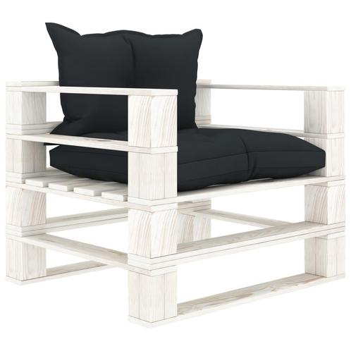 vidaXL Tuinbank met antracietkleurige kussens pallet hout, Tuin en Terras, Tuinsets en Loungesets, Nieuw, Hout, Verzenden