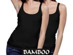 2 stuks Bamboe ondergoed - Dames Onderhemd - Hemd - Zwart