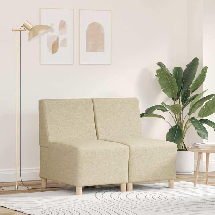 vidaXL Modulaire Bankeenheid Armlos 2 pcs Crème 55 x 74 x 82, Huis en Inrichting, Banken | Bankstellen, Nieuw, Minder dan 150 cm
