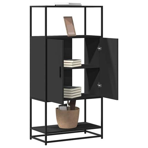 vidaXL buffetkast 68x35x139 cm bewerkt hout en metaal zwart, Huis en Inrichting, Kasten | Buffetkasten, Nieuw, Overige houtsoorten