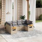 vidaXL 6-delige Loungeset met kussens poly rattan beige, Verzenden, Nieuw, Rotan, Loungeset