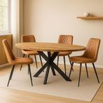 NIEUWE ronde eettafel + 4 stoelen slechts € 400.- COMBI-DEAL, Ophalen, Nieuw, 4 tot 6 stoelen